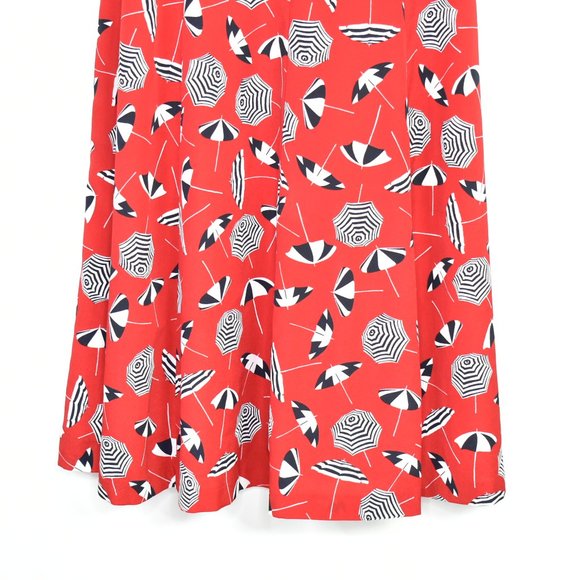 Talbots Fit and Flare Midi Dress Size 4 Red Cap Sleeve Vacation Beach Resort - Picture 5 of 13